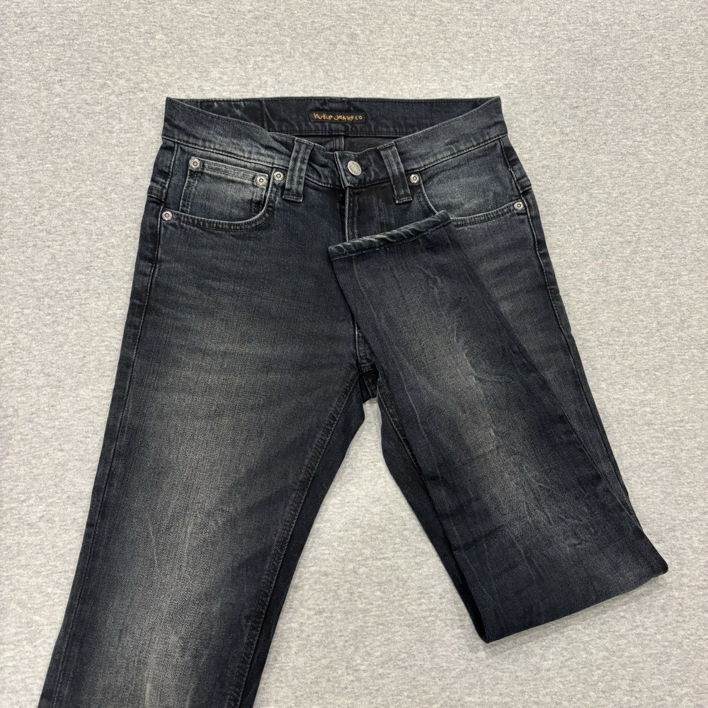 Nudie Jeans Co Tape Ted Mens Size 28x32 (Fits 28x27) Blue Black Dark Wash Denim